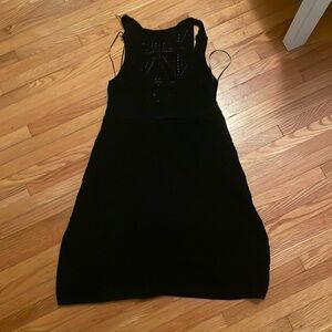 Black Zara Crochet Cover-up Knit Mini Dress Size S